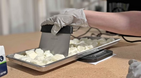 freeze dried breast milk on a tray